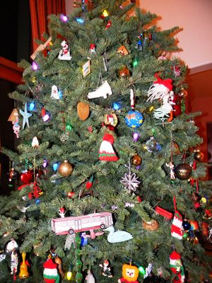 The Hovell Christmas tree, complete with Muni bus.